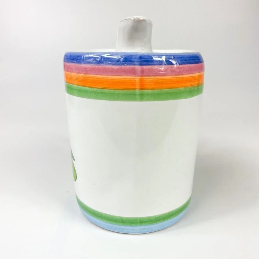 Caleca Italy Hand-Painted Italian Ceramic Olive Oil Dispenser Jug